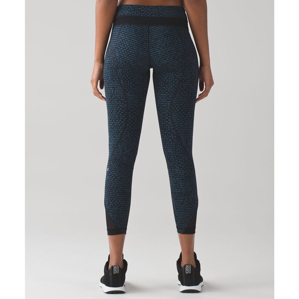 Lululemon Inspire Tight II Shatter Weave Desert Teal Alberta Lake / Black sz 4 - Picture 3 of 12